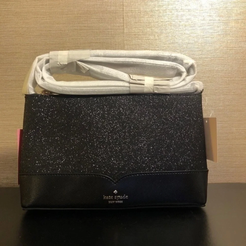 Kate Spade Black Glitter Crossbody Bag Evening Purse NWT